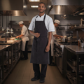 Cotton Steel Grey Wide Bib Apron for Culinary Professionals