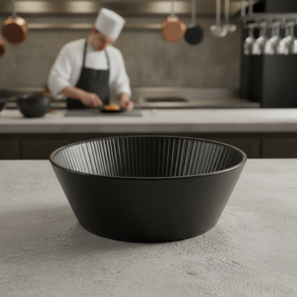 Melamine Black Bowl 205mm for Stylish Dining