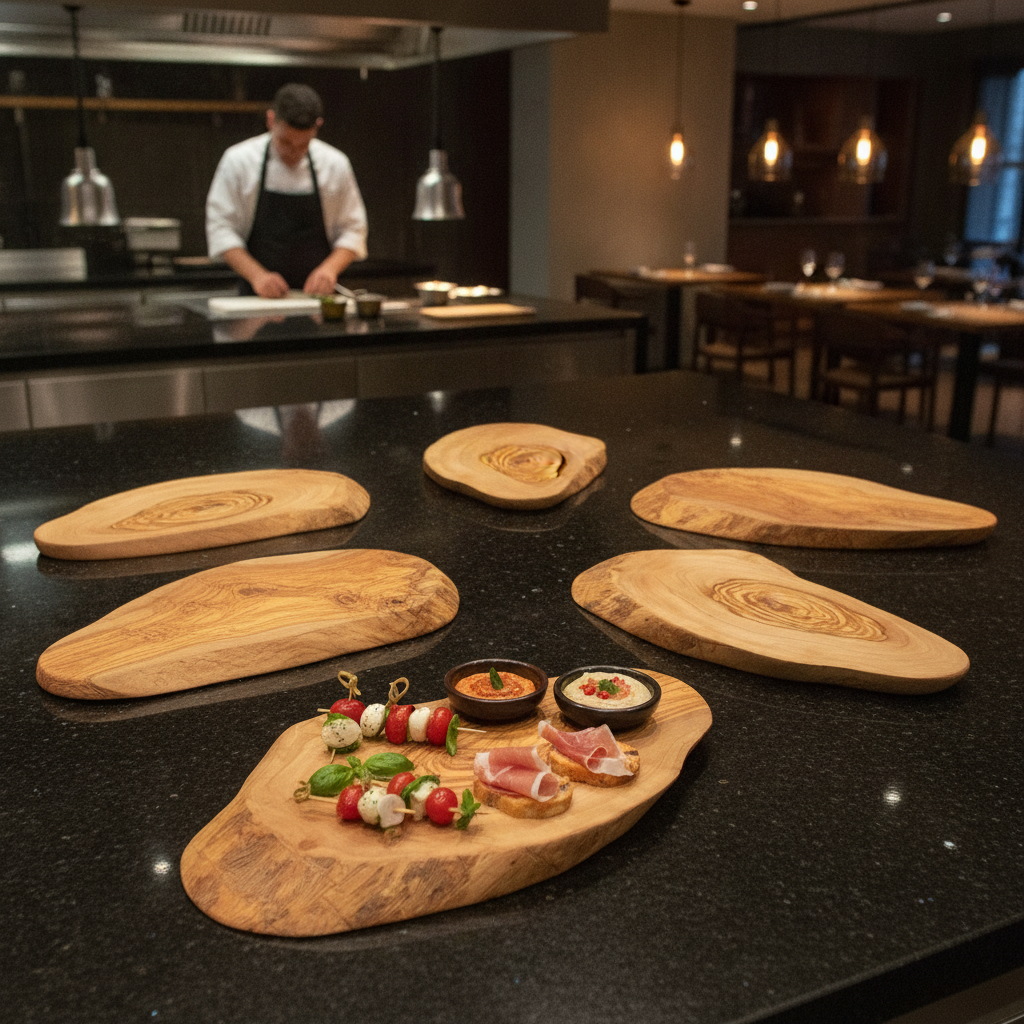 Antibacterial Olive Wood Platter 250mm for Serving Dishes (Pack of 6)
