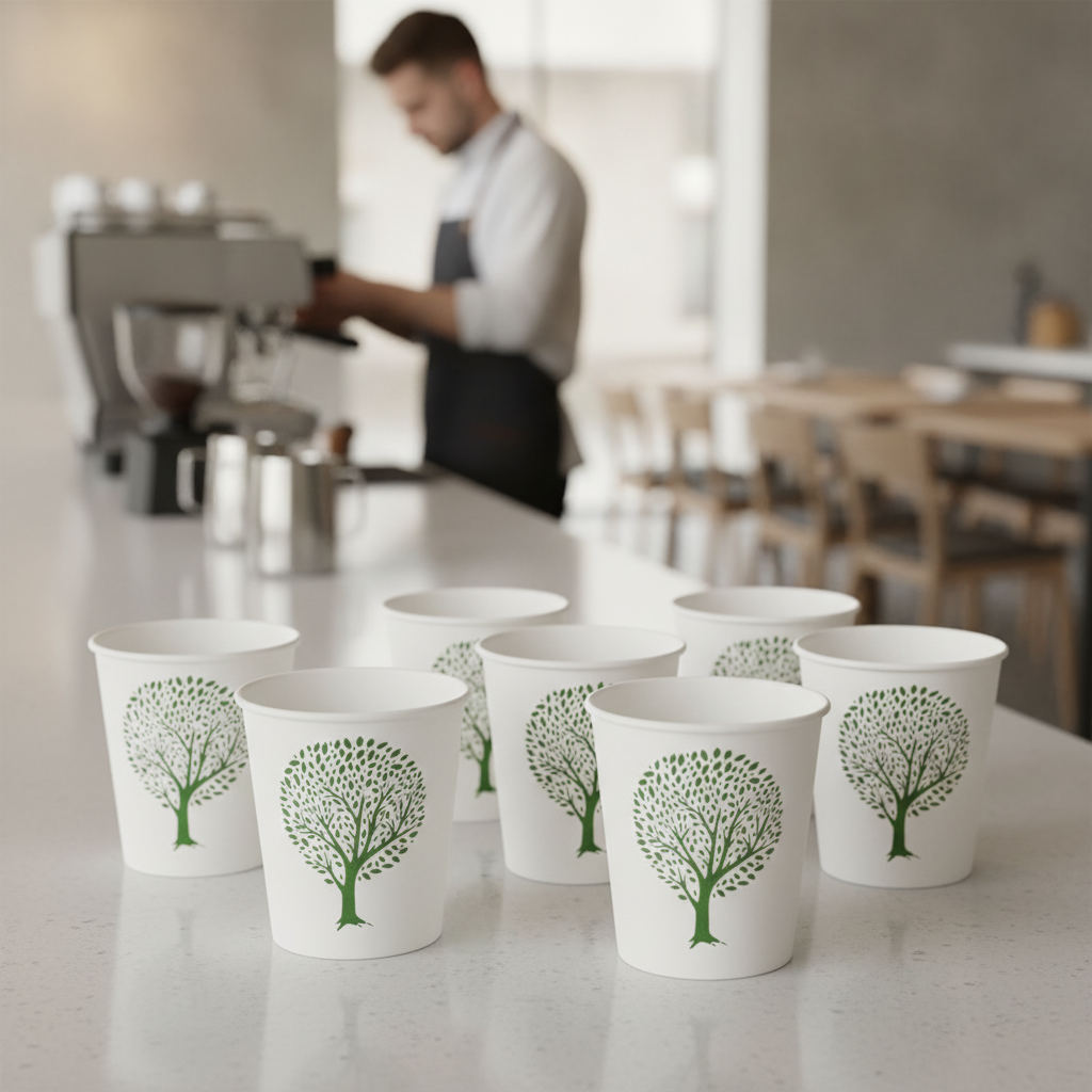 Compostable White Hot Cups 4oz for Takeaway Beverages (Pack of 1000)