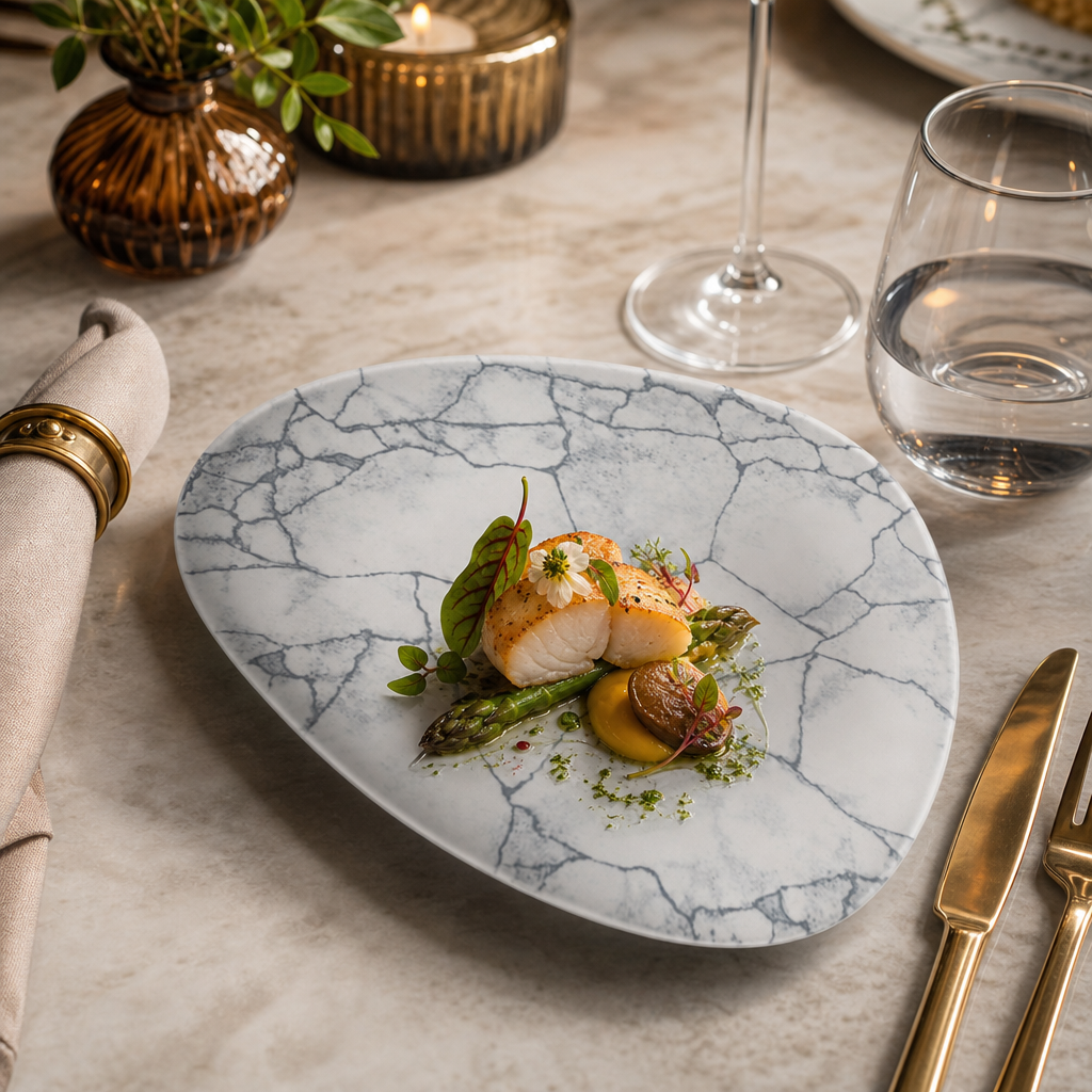Plates 228mm Grey Porcelain for Dining Experiences (Pack of 12)