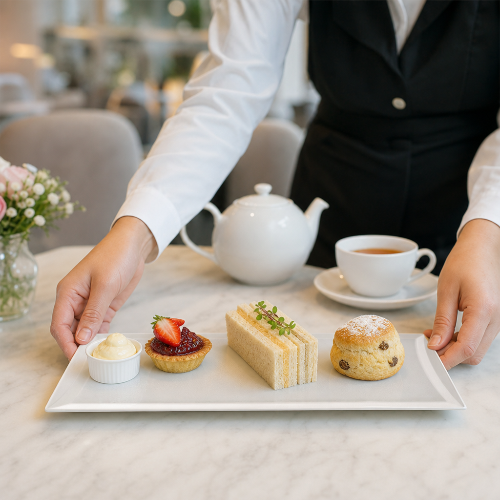 Crushed Velvet Rectangle Trays 320x160mm Bone China for Afternoon Tea (Pack of 6)