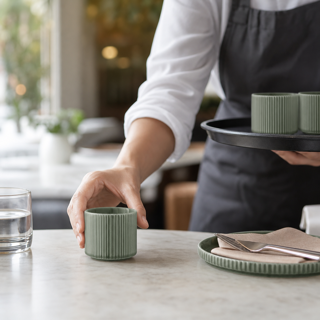 Porcelain Green Sugar Bouillons 227.5ml for Casual Dining (Pack of 12)