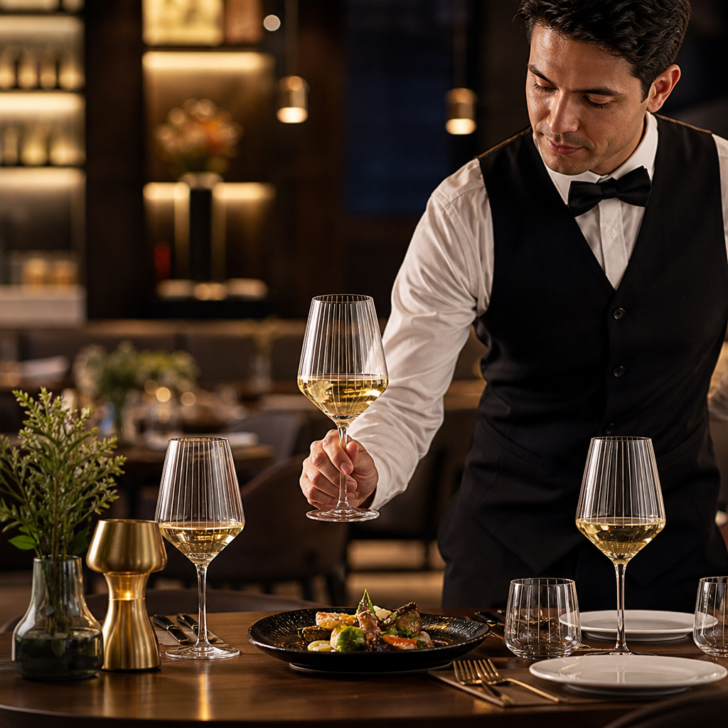 Glass Wine Glasses 520ml with Sharp-Angled Bowl for Bars & Restaurants (Pack of 6)