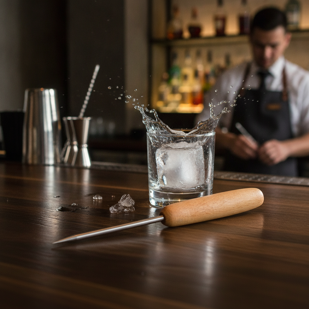 Wooden Handle Ice Pick with Steel Point 196mm for Bars & Pubs