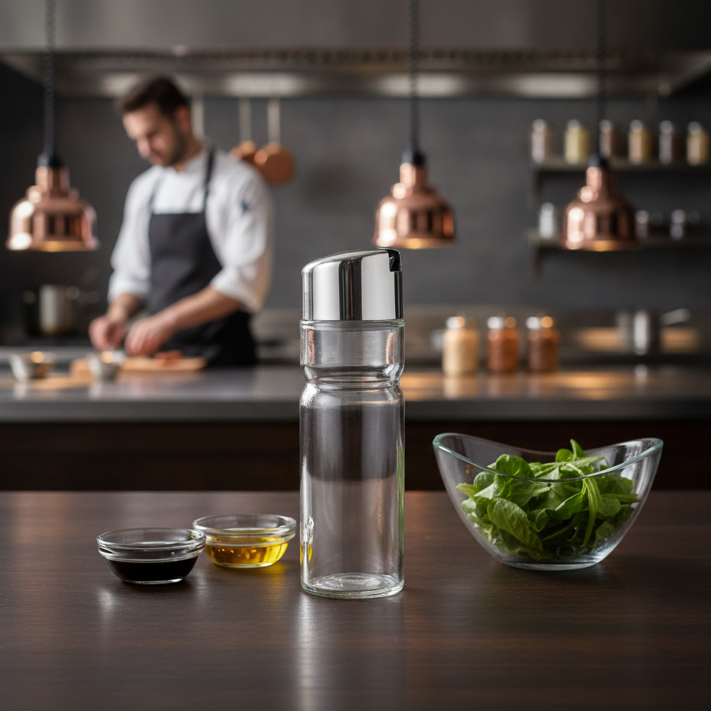 Stainless Steel and Glass Oil or Vinegar Cruet 49mm for Elegant Serving