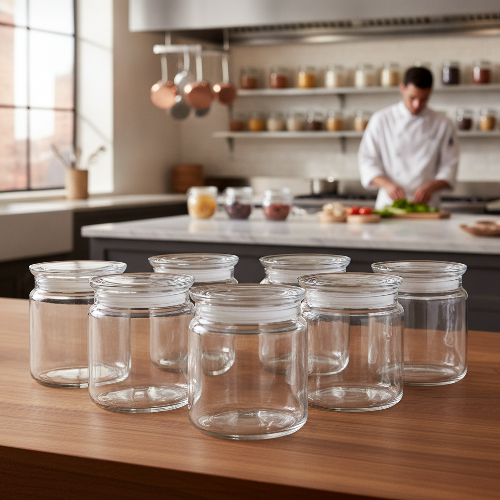 Glass Storage Jars 750ml for Modern Kitchens (Pack of 6)