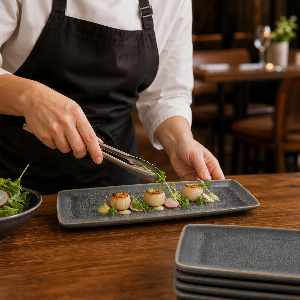 Rectangular Trays 272x125mm Vitrified Stoneware for Dining Tables (Pack of 6)