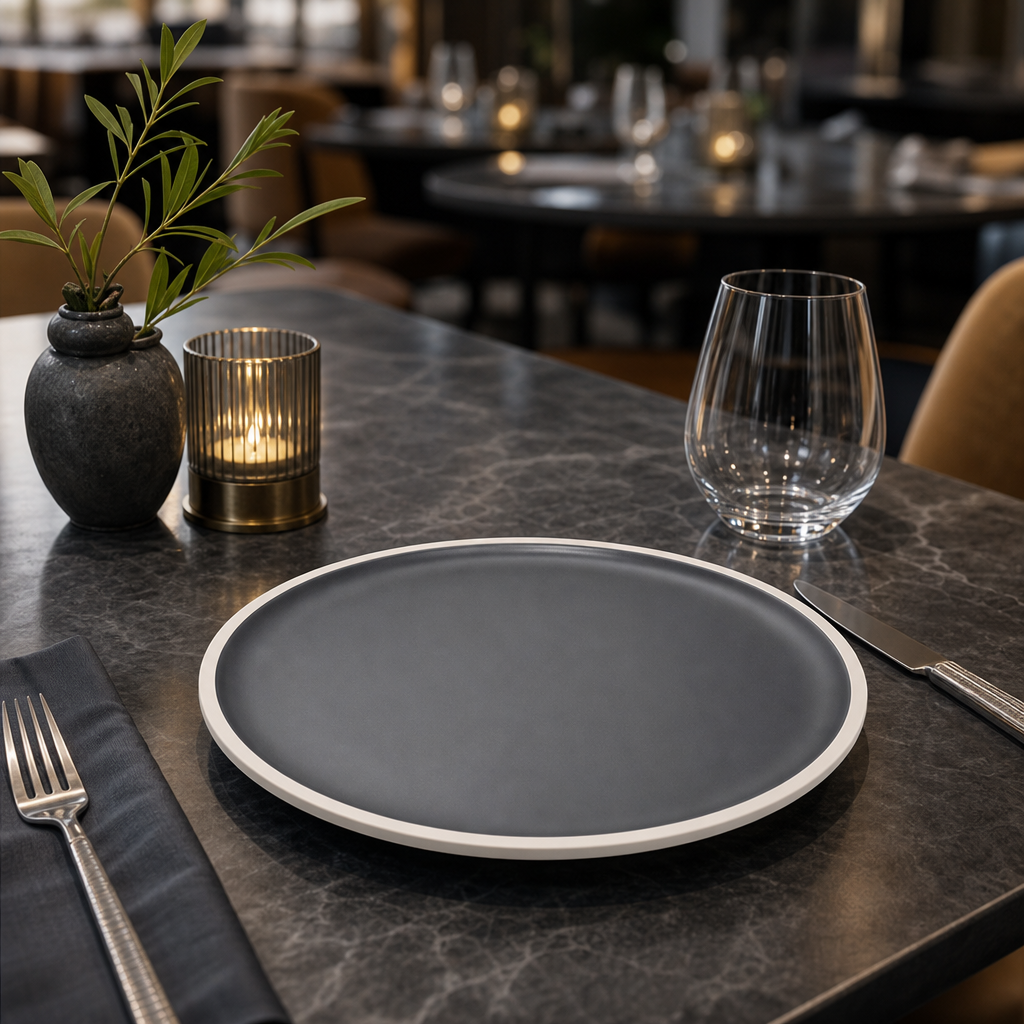 Plates 210mm Charcoal Vitrified Porcelain for Modern Dining (Pack of 6)