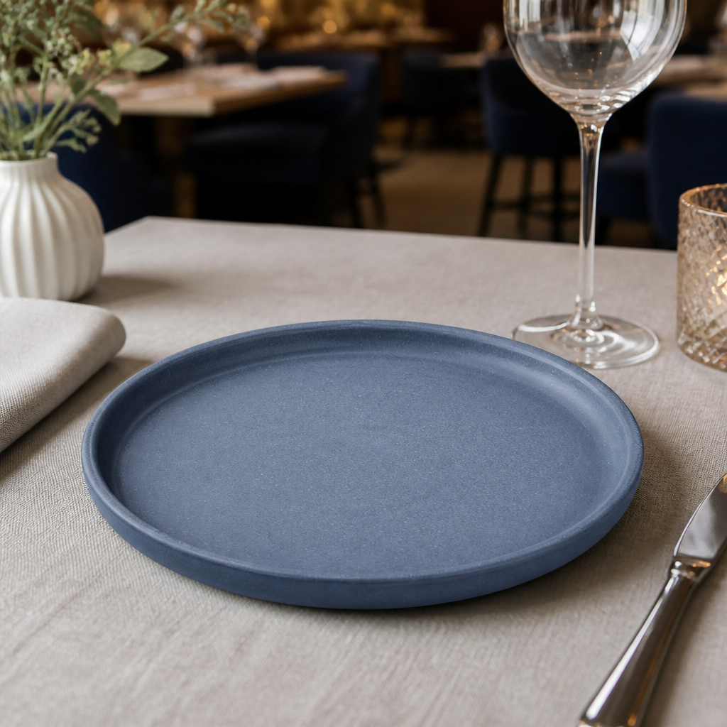 Walled Plates 206mm Blue Vitrified Ceramic for Stylish Dining (Pack of 6)