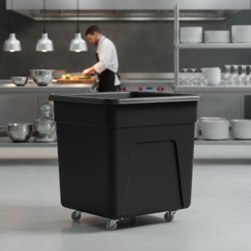 Black Polyethylene Large Trolley 185L for Hospitality Use