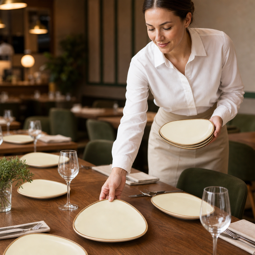 Triangular Plates 280mm Porcelain for Table Settings (Pack of 4)