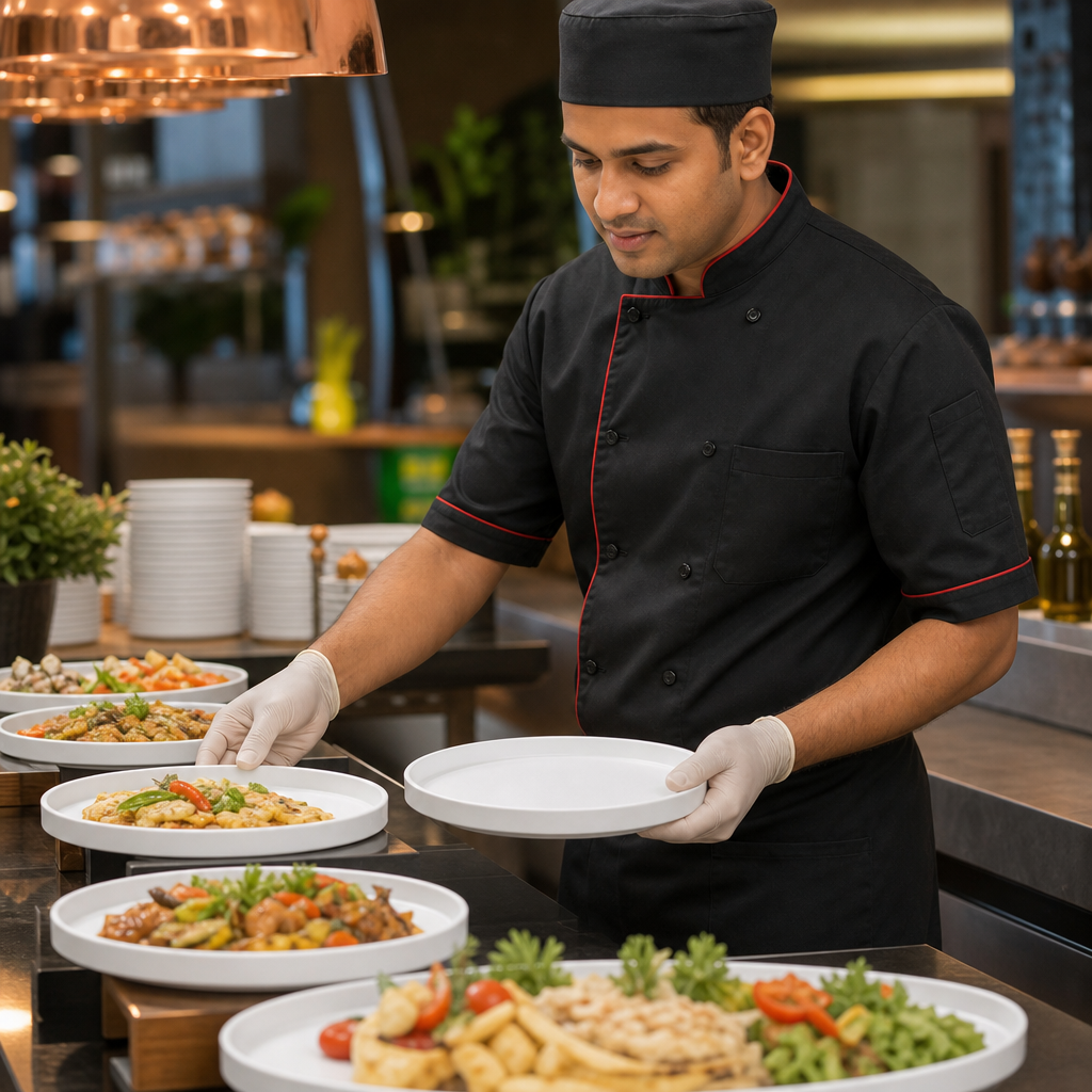 Round Plates White Melamine for Buffet Presentations (Pack of 12)