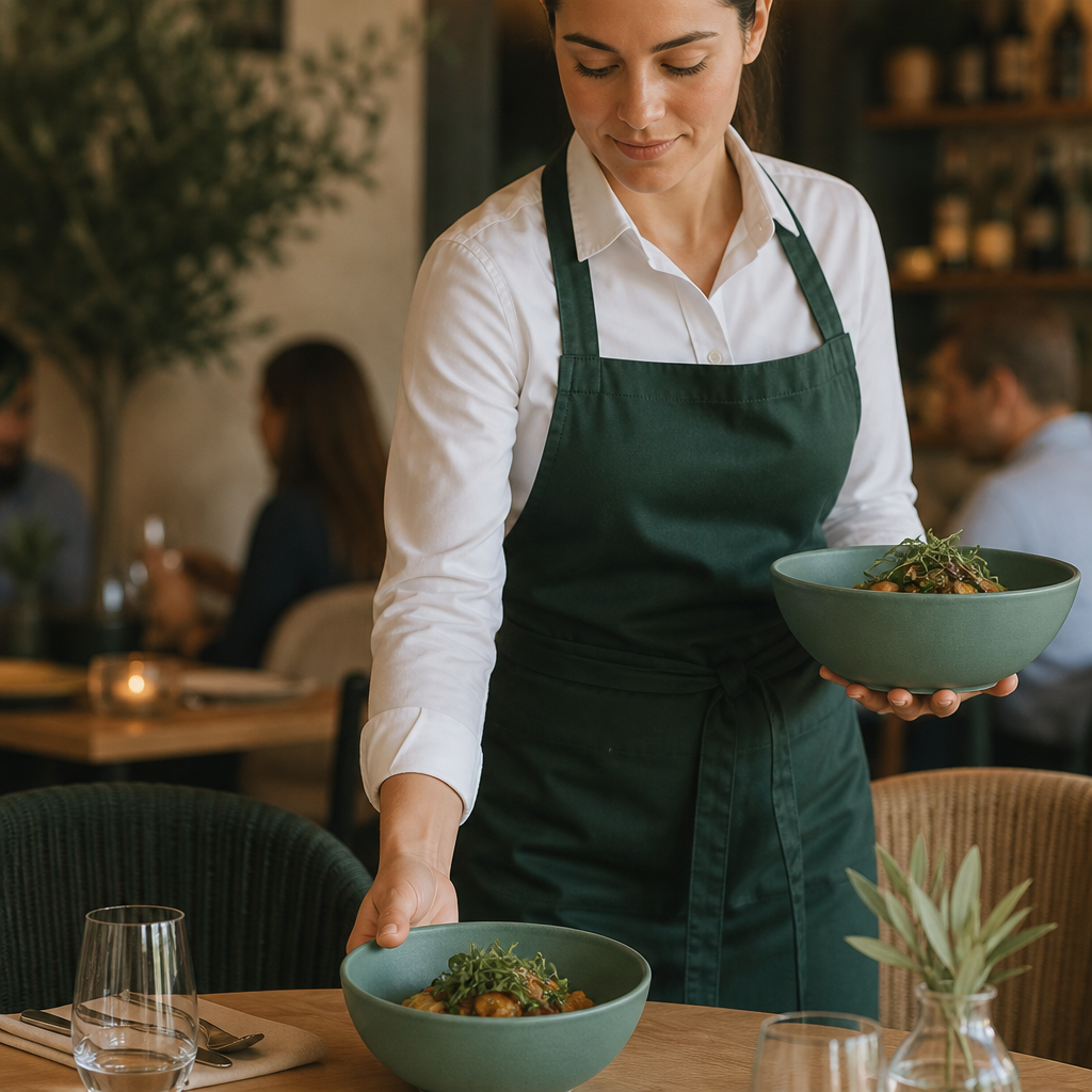 Deep Bowls Andorra Green Porcelain for Casual Dining (Pack of 12)