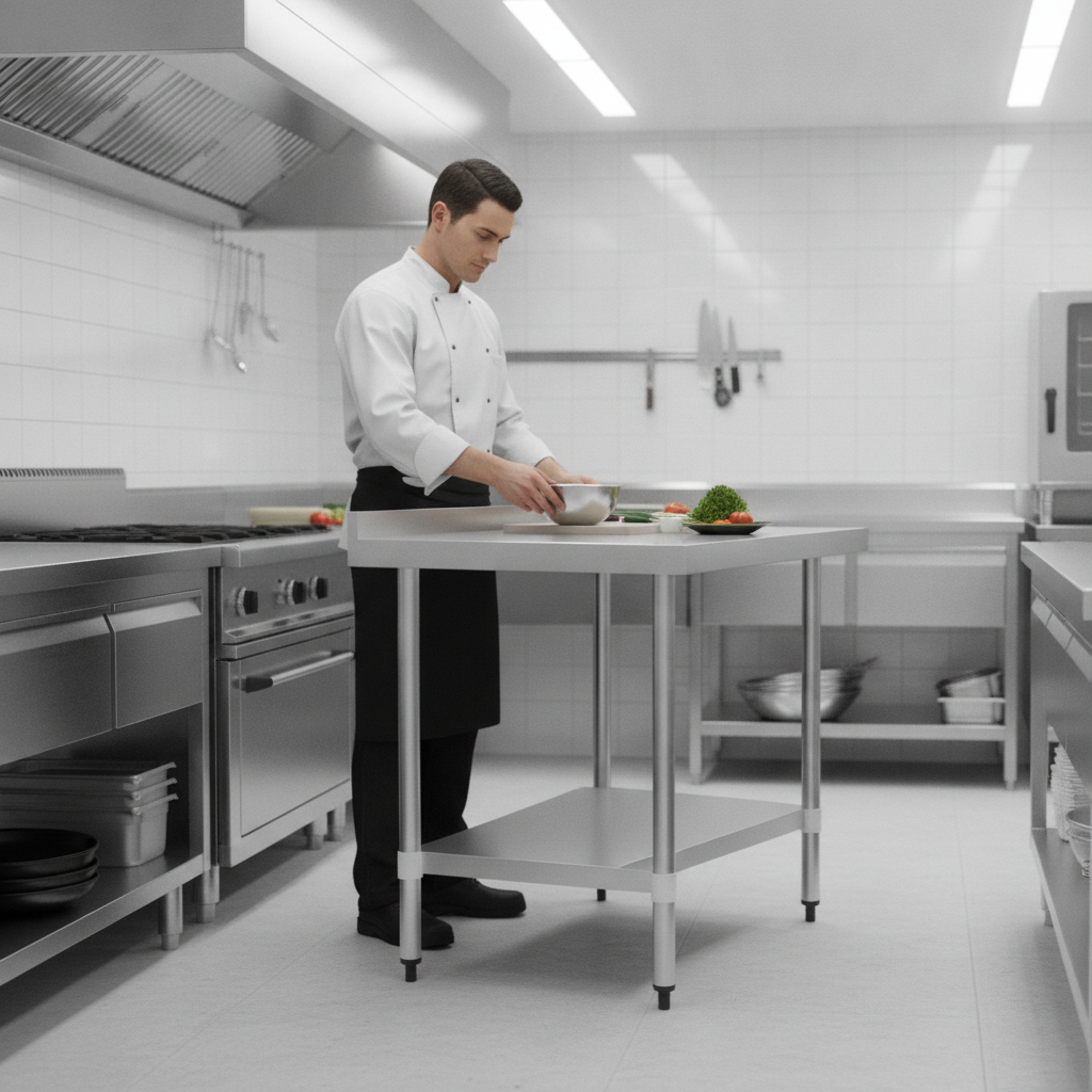430 Stainless Steel Prep Table 600mm for Kitchen Use