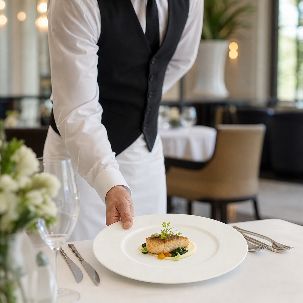 Flat Rim Plates 215mm White Bone China for Restaurant Service (Pack of 6)