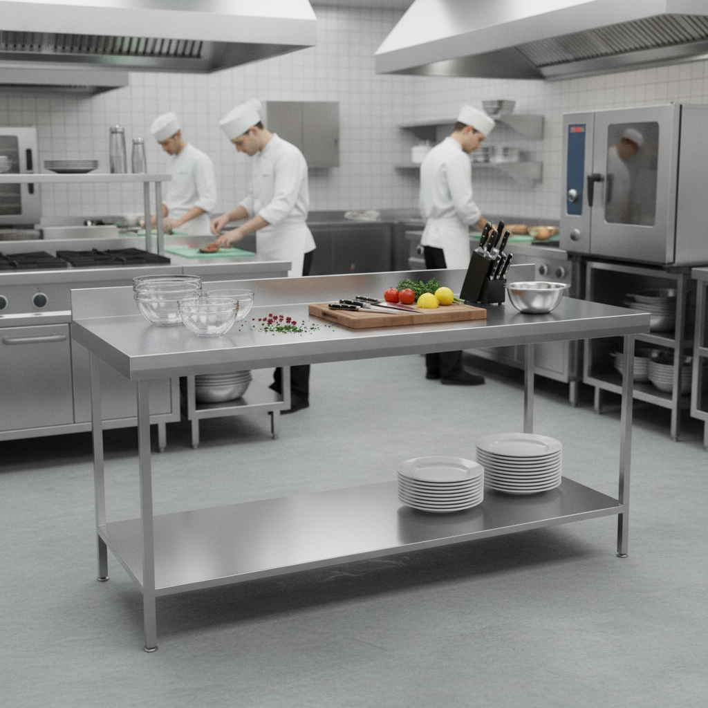 304 Stainless Steel Wall Table 600mm Deep for Food Preparation