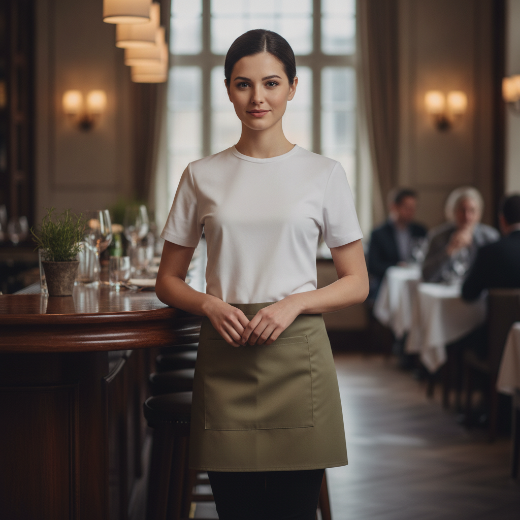 Polycotton Olive Waist Apron for Front of House Service