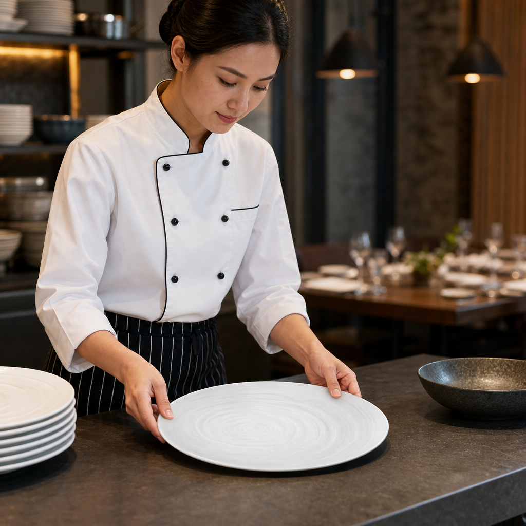 Large Plates 280mm White Melamine for Catering Events (Pack of 6)