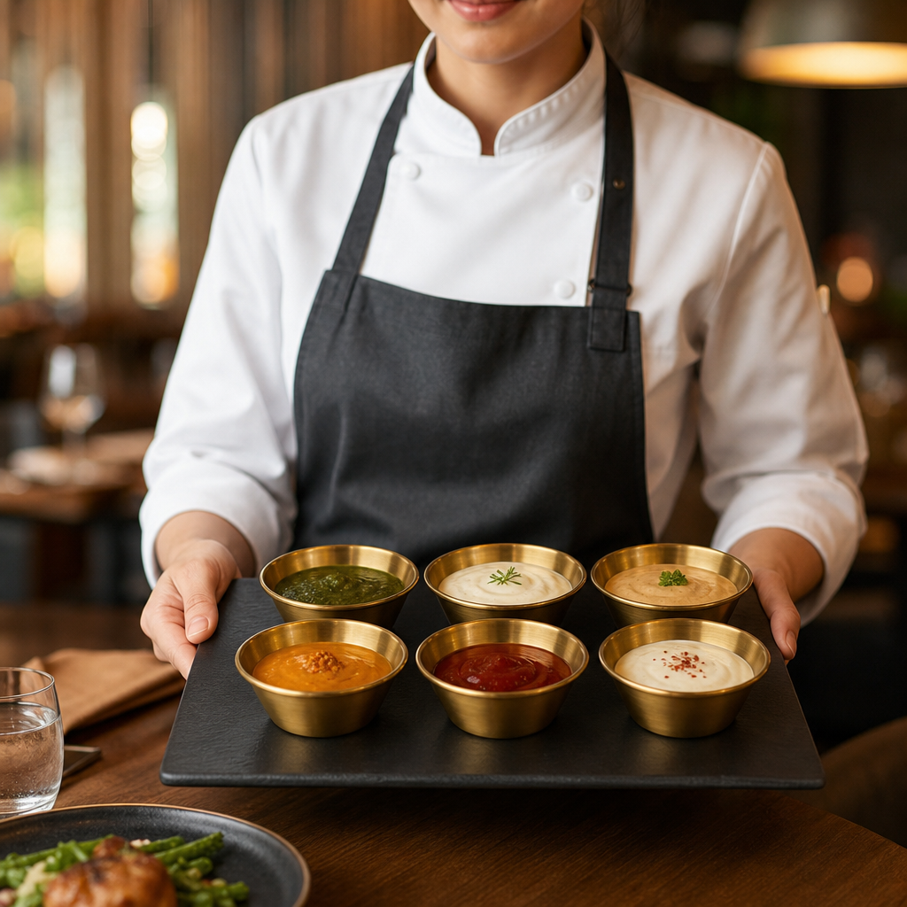 Dip Bowls Finish 40ml Gold Stainless Steel for Serving Sauces (Pack of 6)