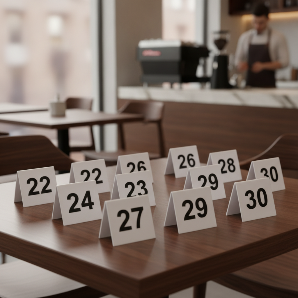 Plastic Table Numbers 21-30 for Cafes and Pubs