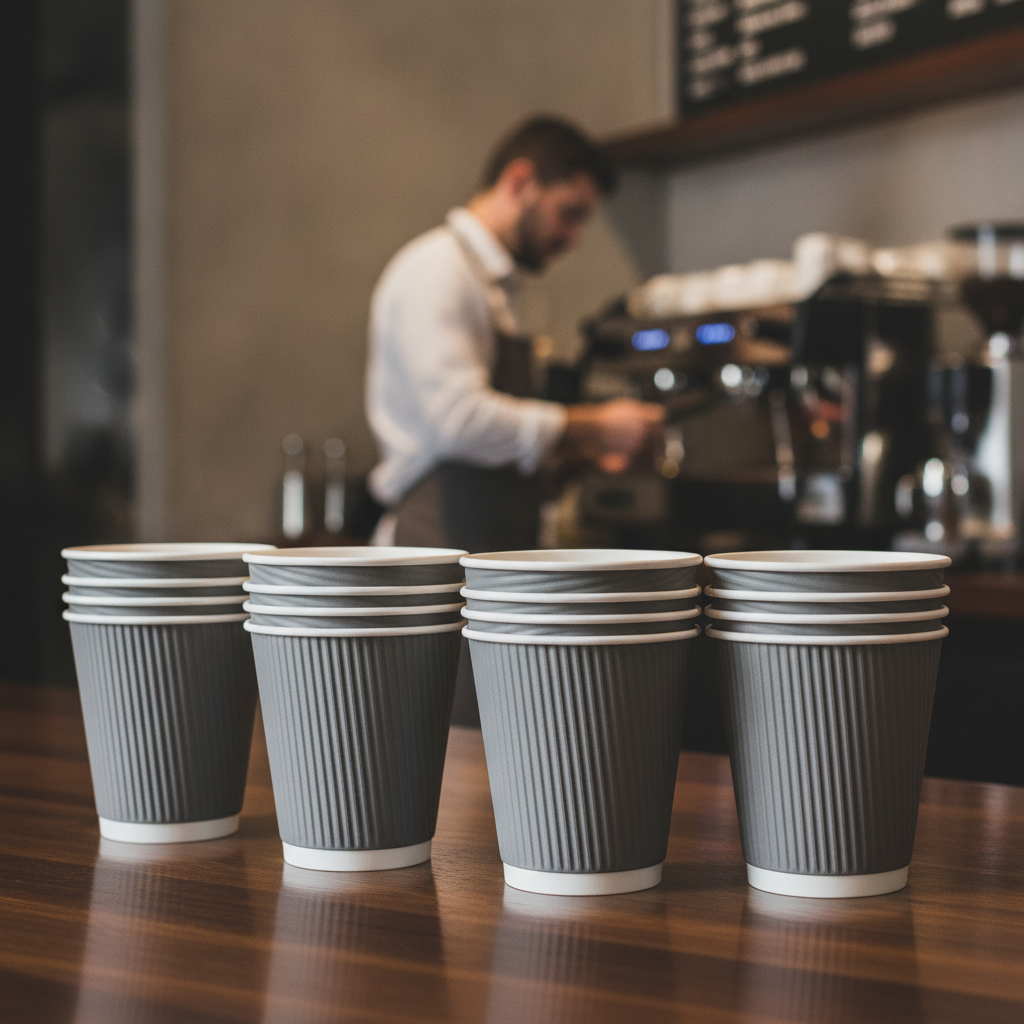 Cardboard Ripple Wall Coffee Cups 340ml for Hot Drinks Service (Pack of 500)