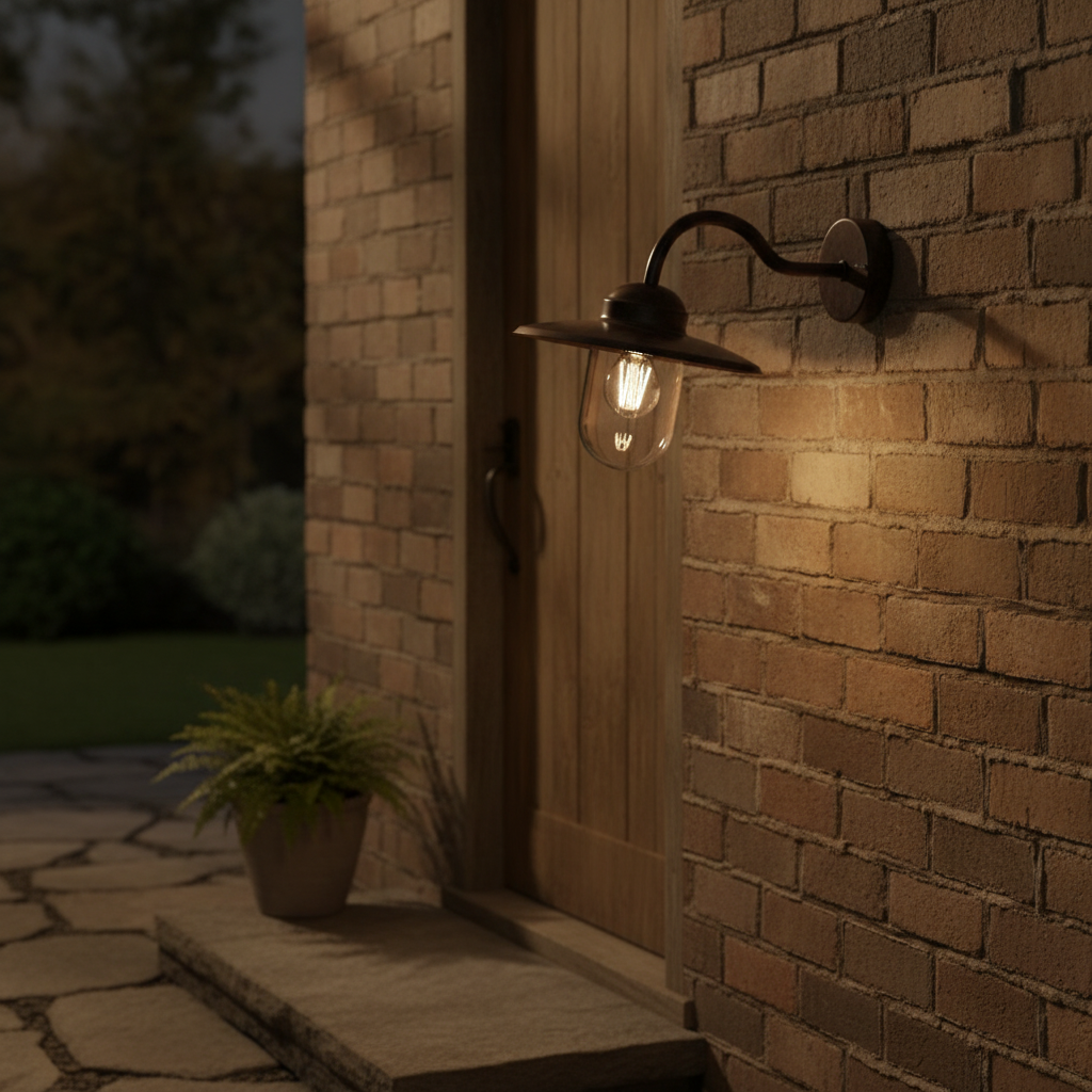 Metal Outdoor Wall Light in Brown for Patios & Entrances