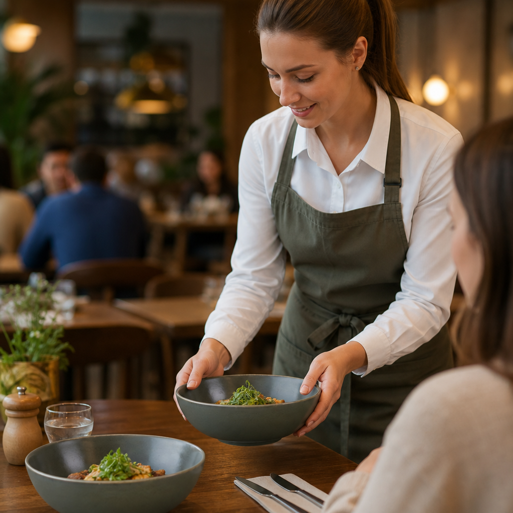 Deep Bowls 225mm Green Stoneware for Restaurants & Cafés (Pack of 4)