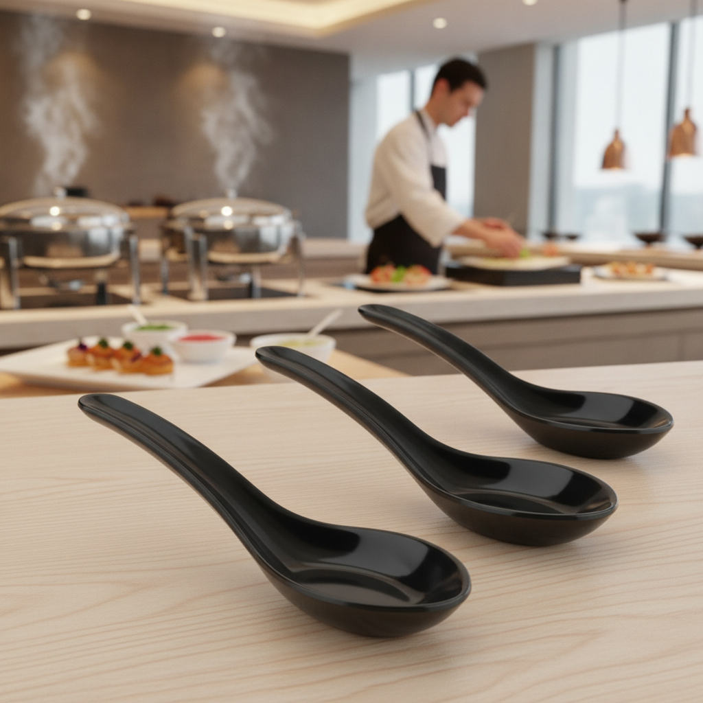 Recycled PET Party Spoon Black 135mm for Buffet Settings