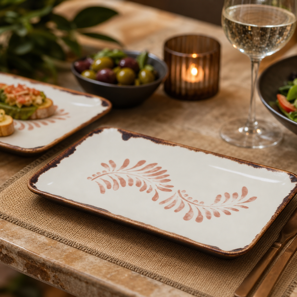 Rectangular Plates 270x160mm Terracotta for Dining Tables (Pack of 12)