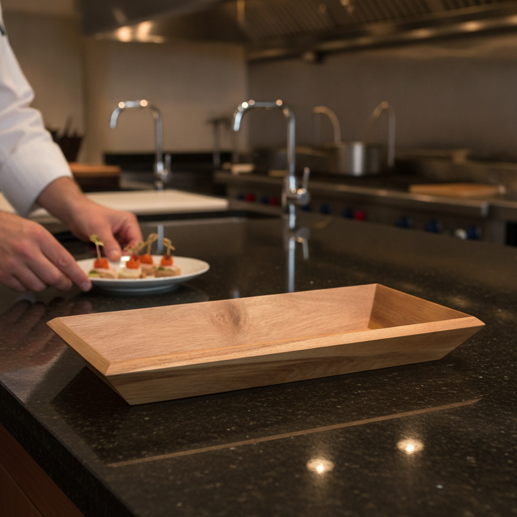 Acacia Wood Rectangular Tray 380x180mm for Serving Food