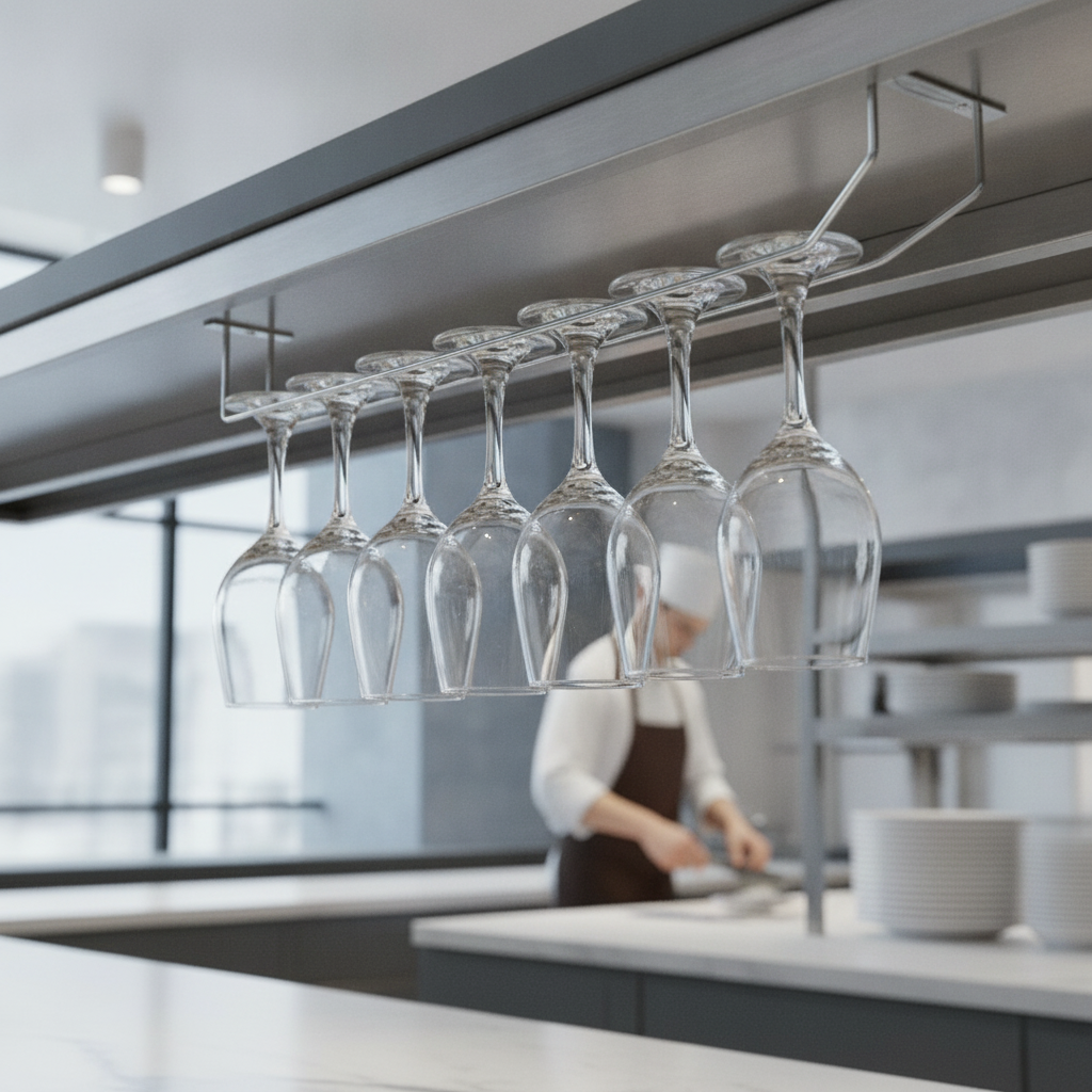 Chrome Wine Glass Rack 610mm for Efficient Storage