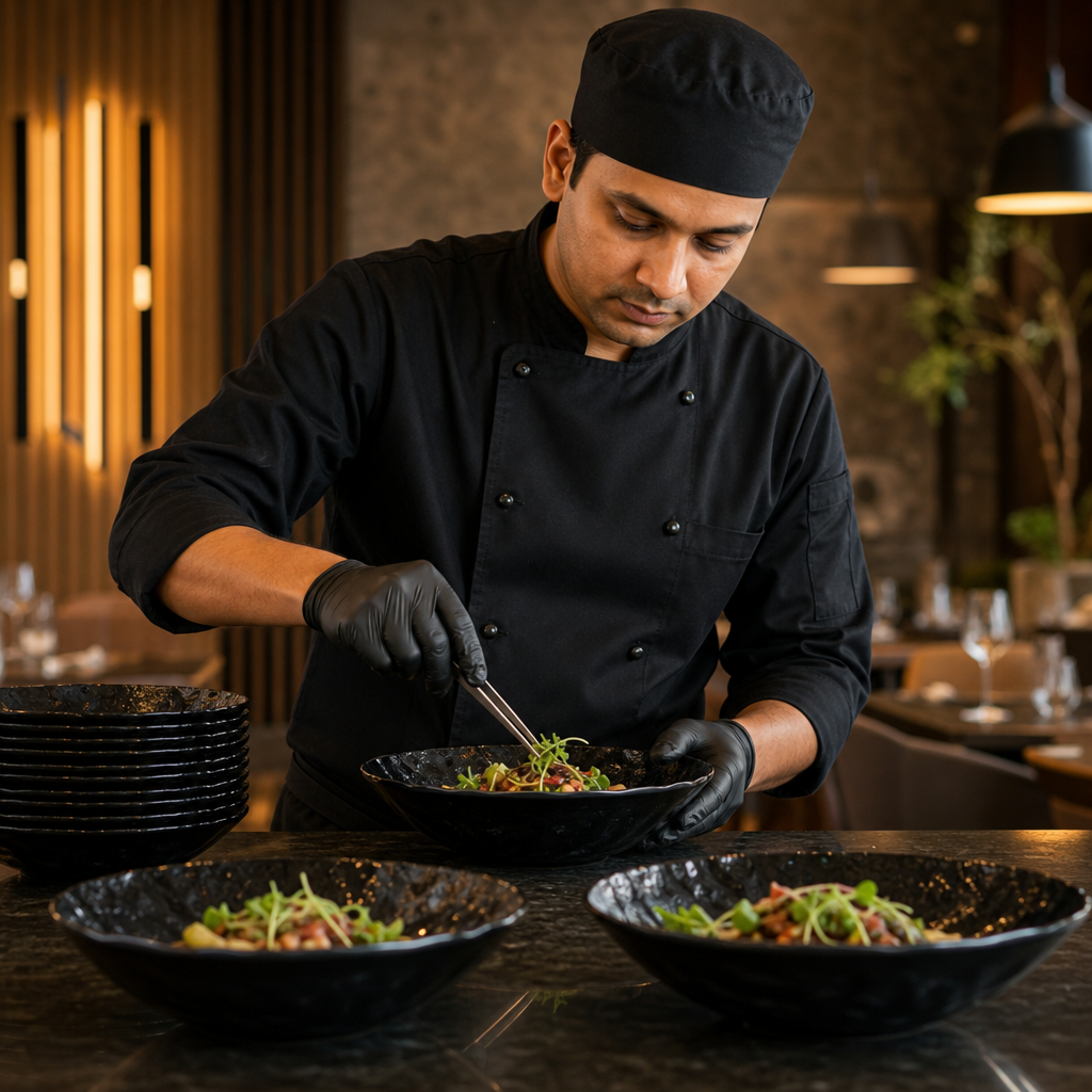 Toughened Ceres Bowls 260mm Black Glass for Elegant Dining (Pack of 6)