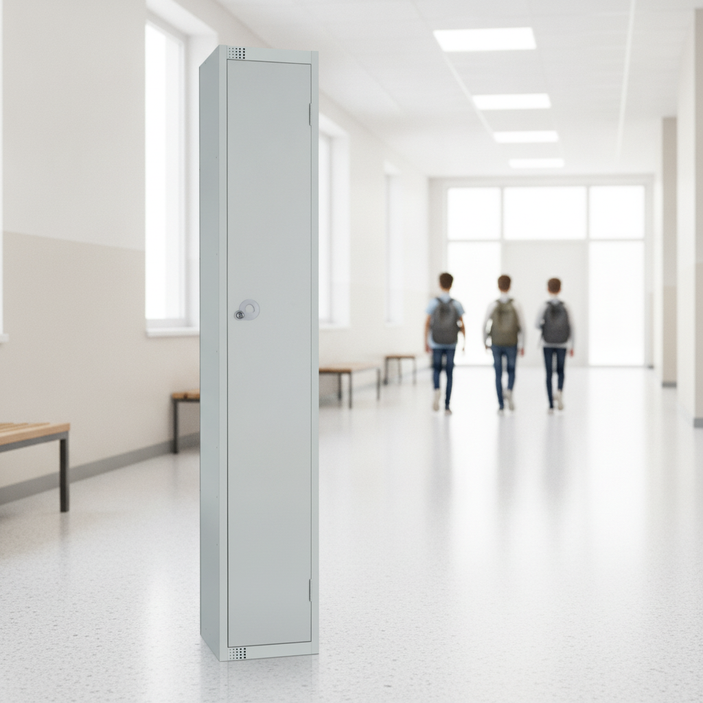 Powder Coated Steel Single Door Lockers 450mm Deep for Schools