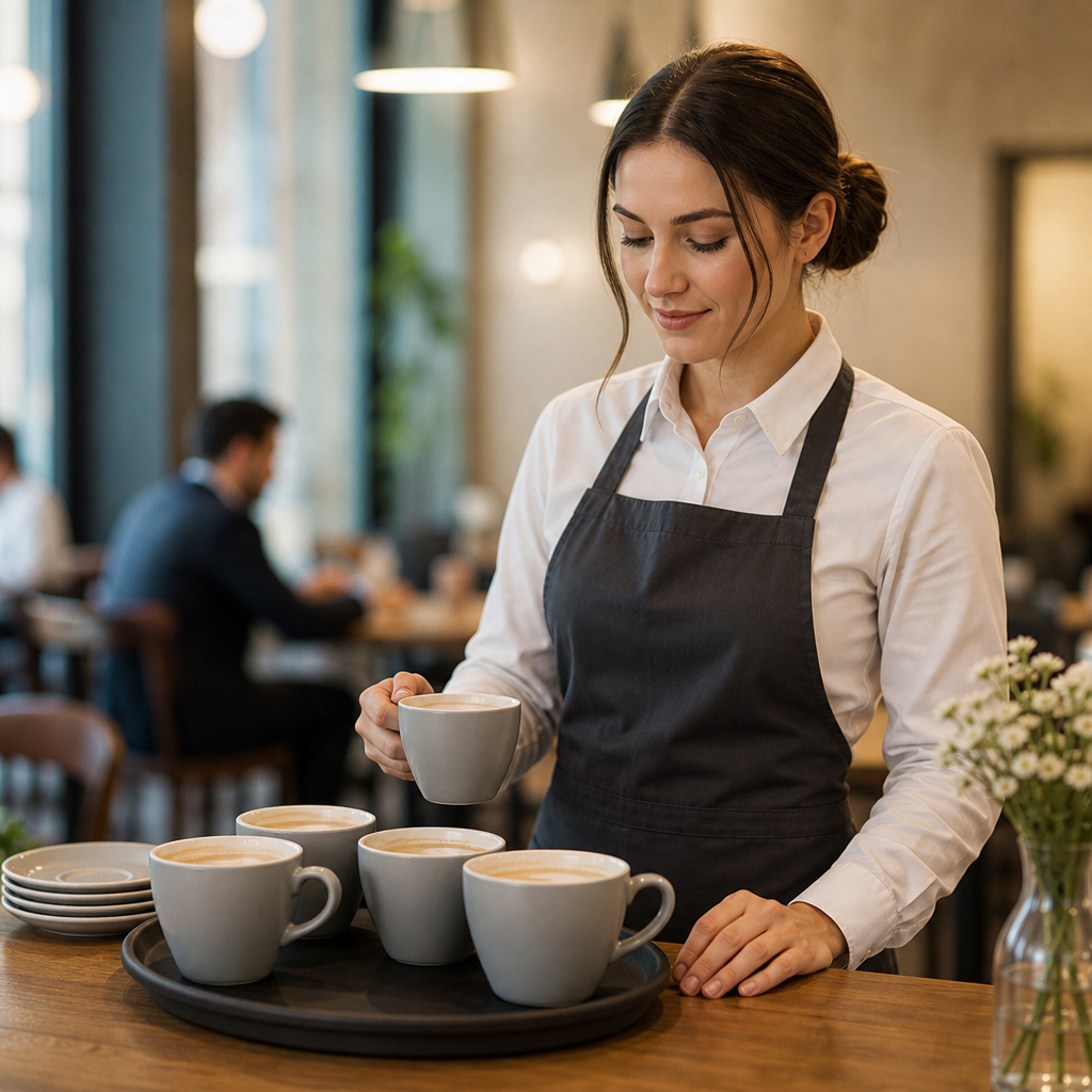 Tulip Cups 240ml Grey Ceramic for Coffee Service (Pack of 12)