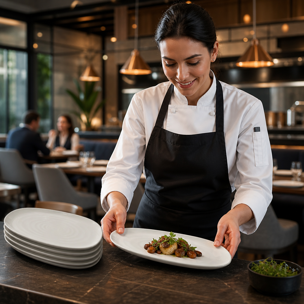 Organic Oblong Plates 260x150mm Vitrified Ceramic for Hospitality (Pack of 6)