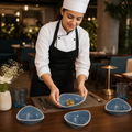 Triangular Bowls Blue Vitrified Ceramic for Dining (Pack of 12)