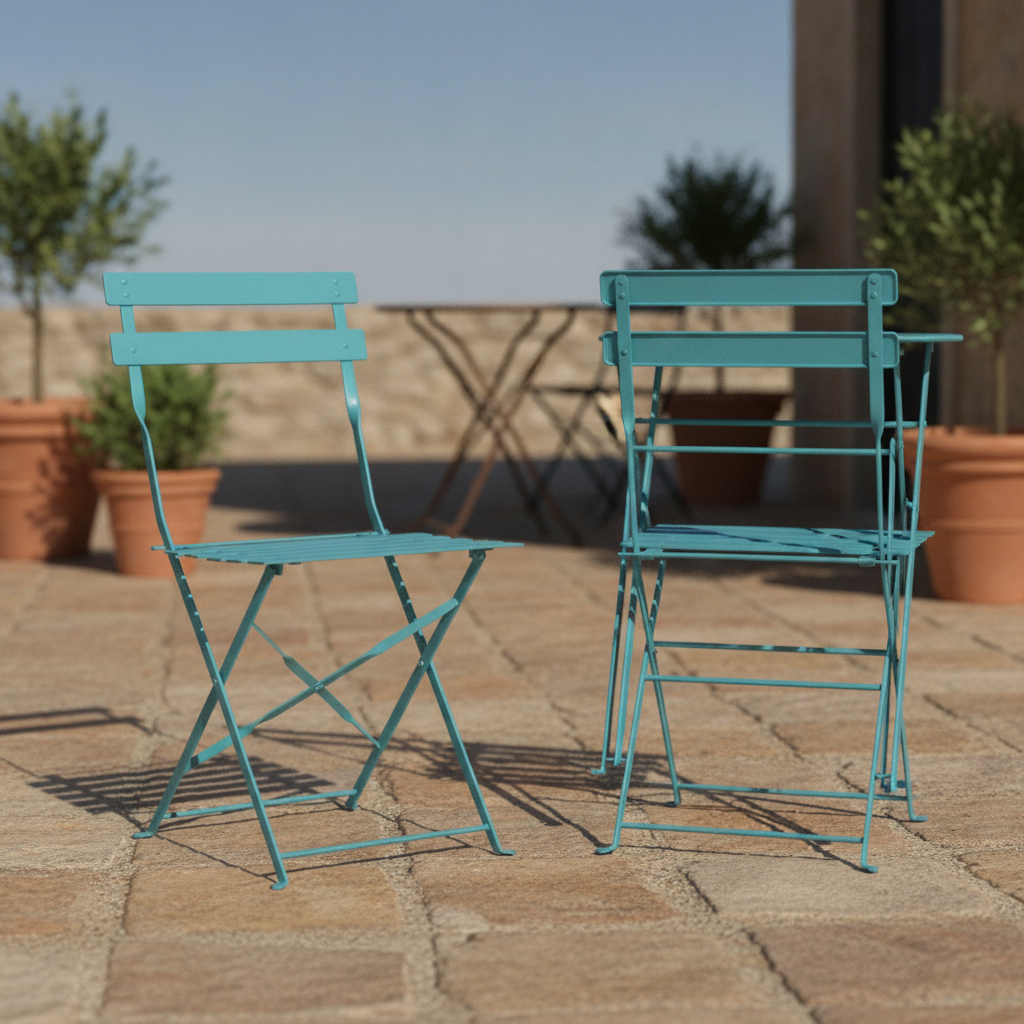 Powder-Coated Steel Folding Chairs Blue 800x387mm for Indoor & Outdoor Use (Pack of 2)