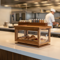 Reclaimed Teak Wood Stackable Bakery Box 216mm with Acrylic Drawer for Foodservice Presentation