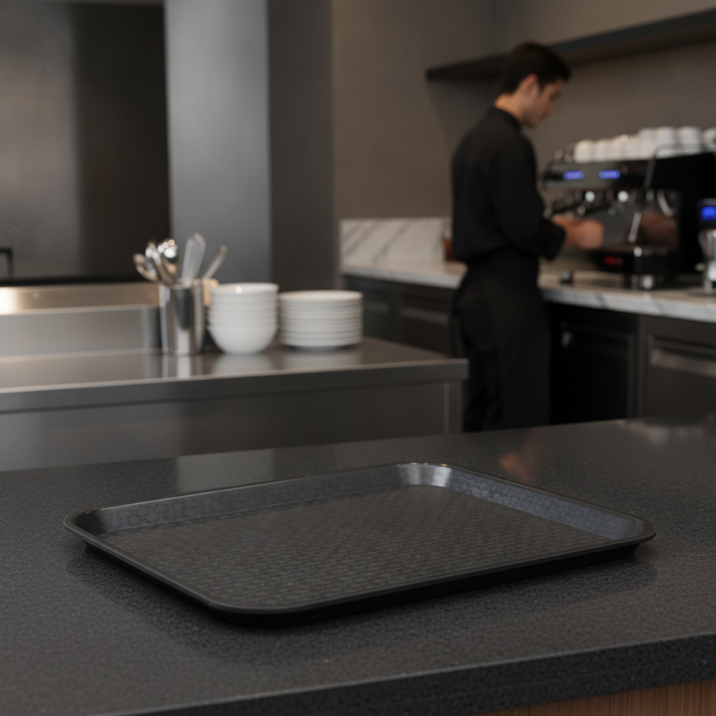 Polypropylene Rectangular Tray Black for Fast Food Service