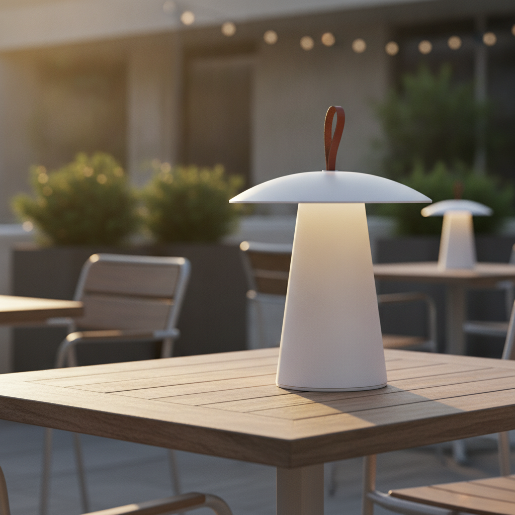Aluminium Portable Table Lamp White for Indoor & Outdoor Use