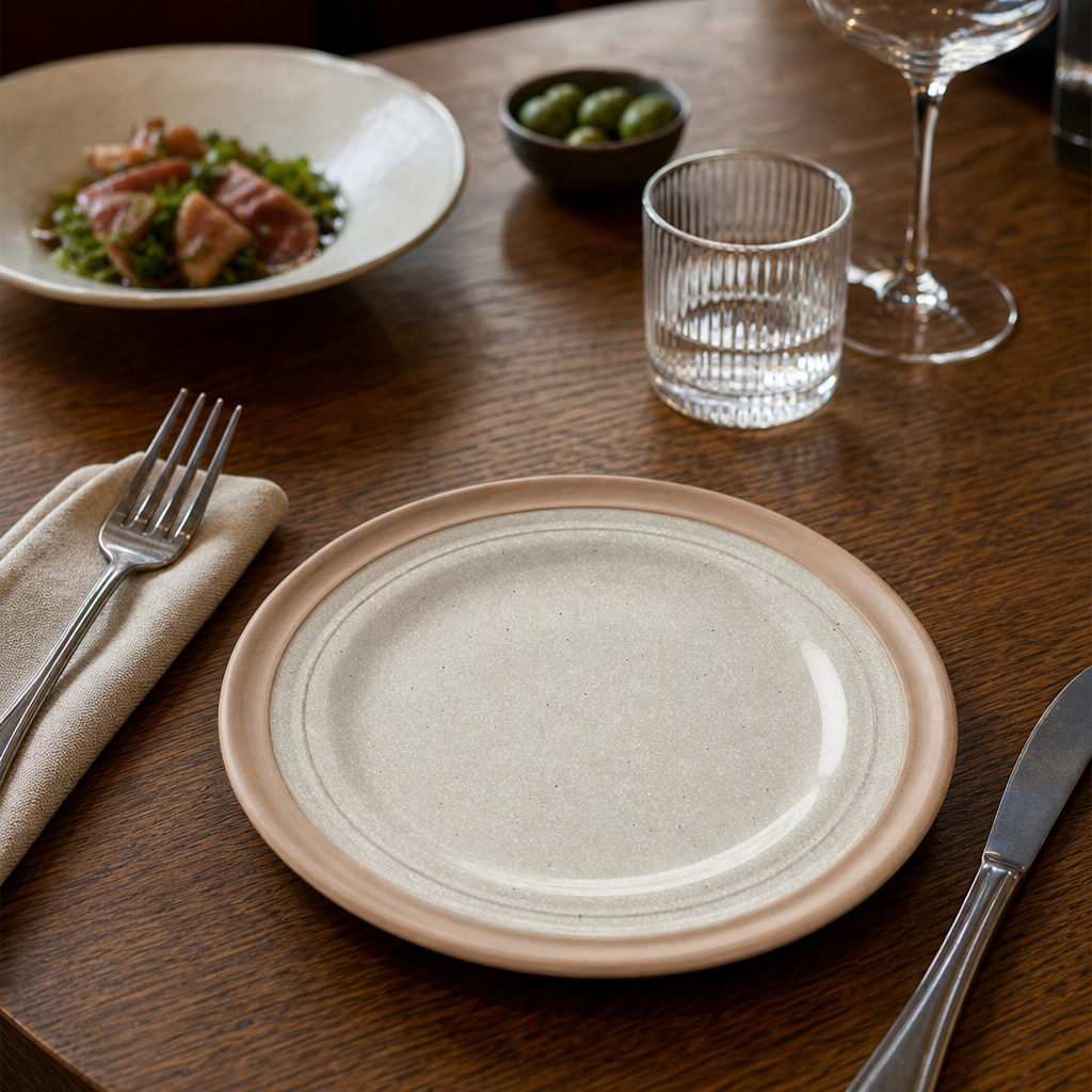 Rimmed Side Plates 180mm Natural Ceramic for Hospitality Settings (Pack of 6)
