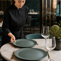 Coupe Plates 270mm Teal Vitrified Stoneware for Dining (Pack of 24)