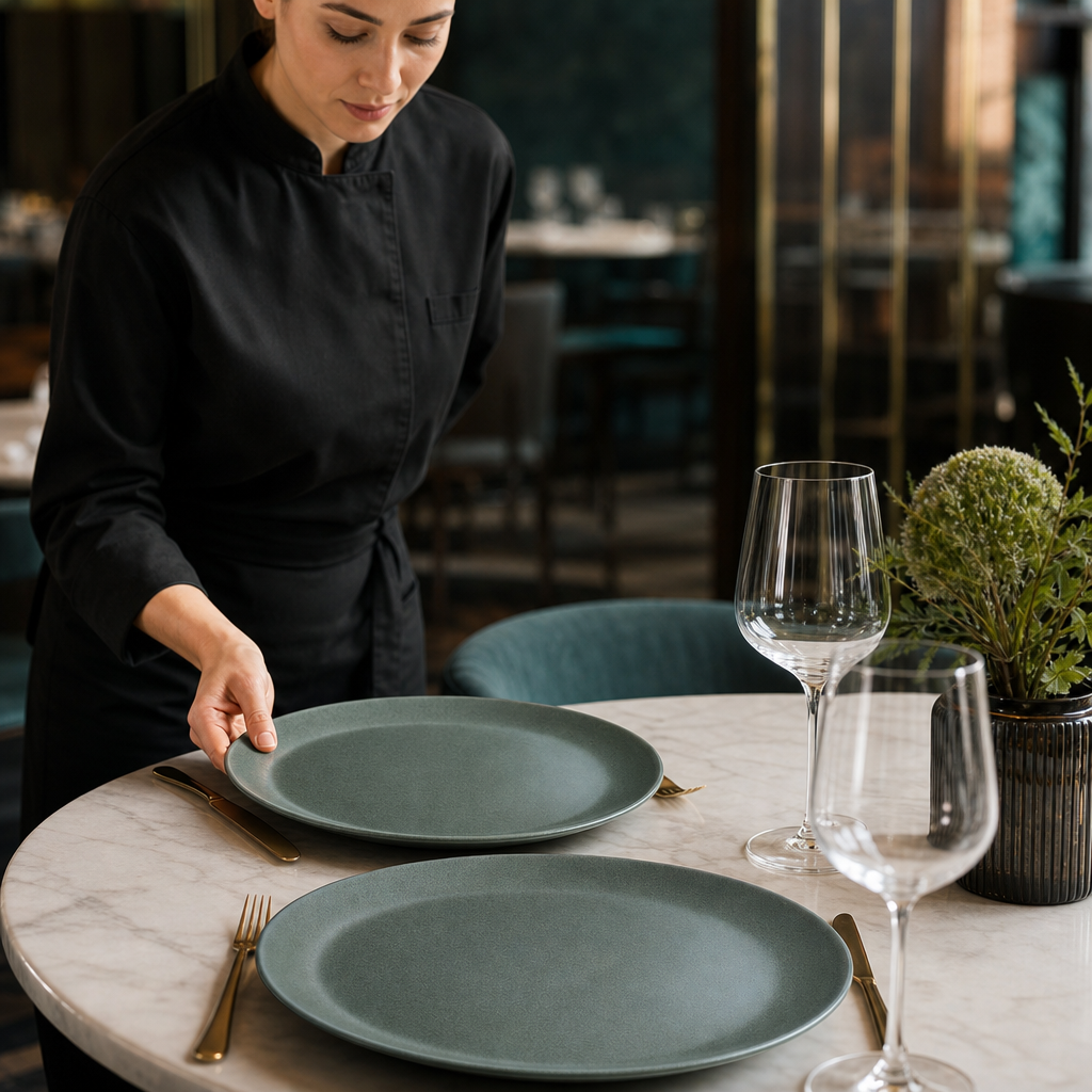 Coupe Plates 270mm Teal Vitrified Stoneware for Dining (Pack of 24)
