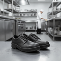 Polyurethane Black Safety Shoes with Steel Toe Cap for Commercial Kitchens