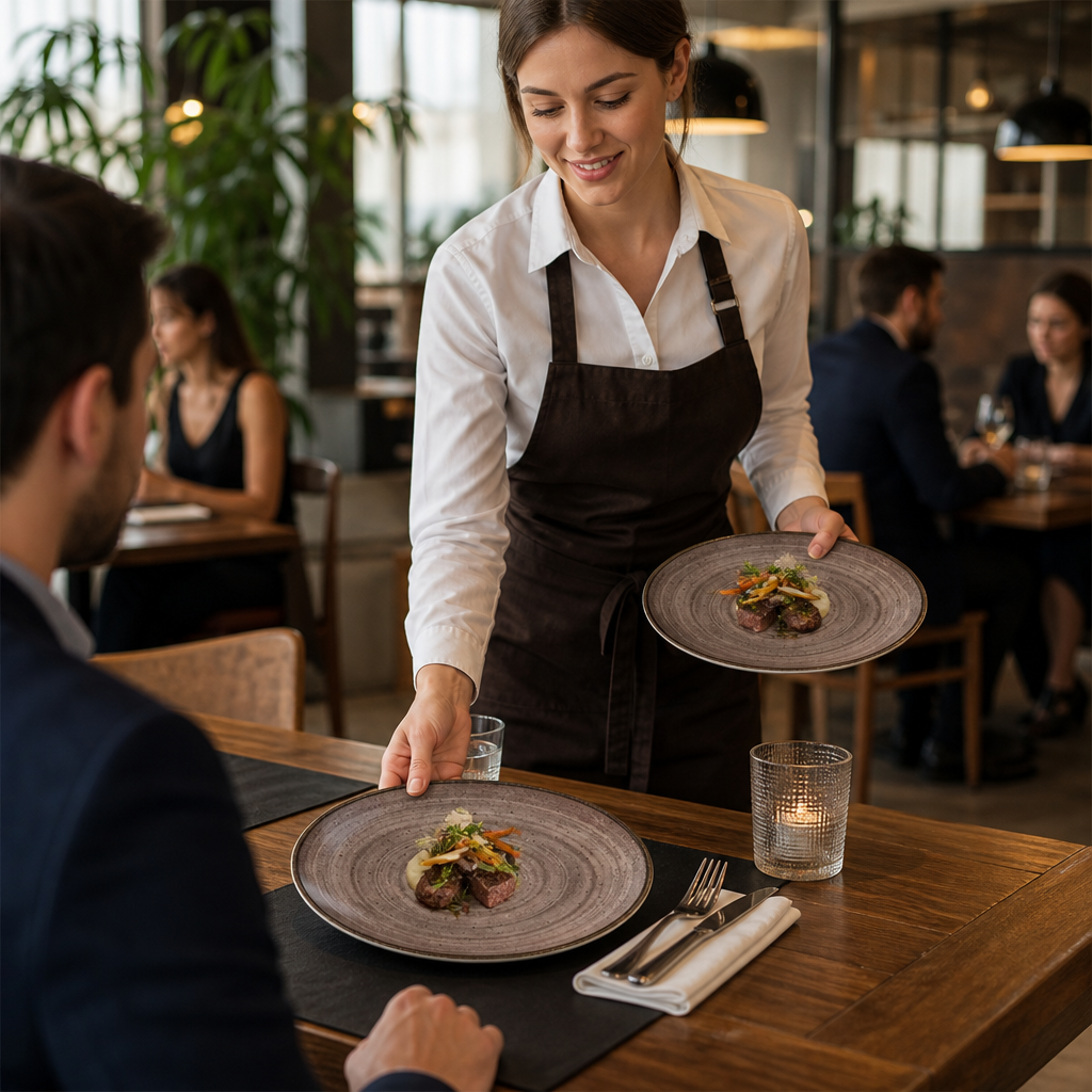 Coupe Plates Brown Vitrified Ceramic for Restaurants & Cafés (Pack of 12)