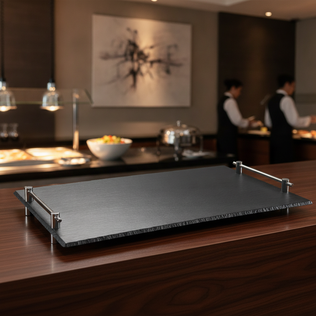 Slate Effect Melamine Stacking Tray GN 1/1 for Buffet Venues