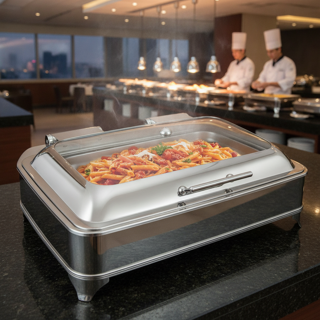 304 Stainless Steel Rectangular Electric Chafer 8L for Buffet Use