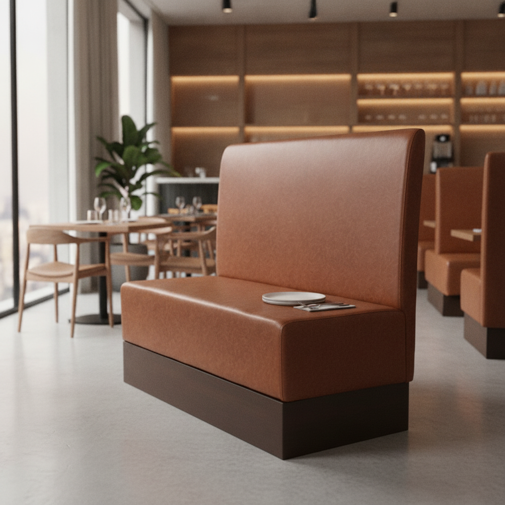 Rubber Wood Single Booth in Bison Tan 1070mm for Restaurant Seating