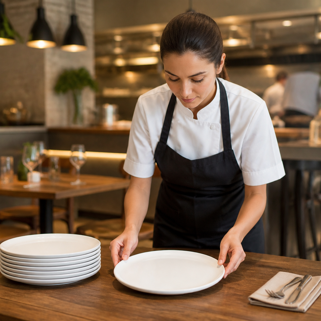 Stack Plates 255mm White Ceramic for Casual Dining (Pack of 12)